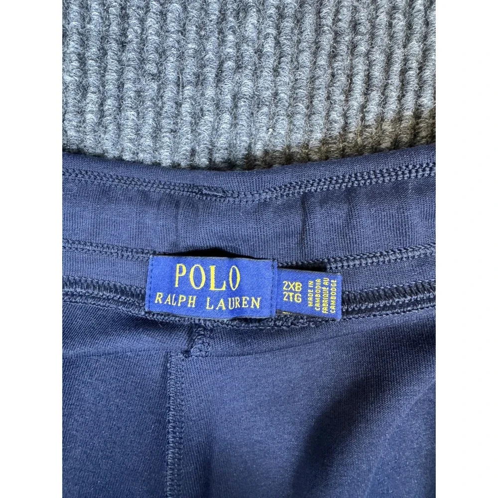 Polo Ralph Lauren Double Knit Sweat Shorts Size 2XB 2XL Big Navy Blue White Pony